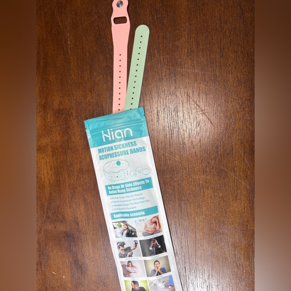 Coral and Mint Acupressure Bands for Motion Sickness Relief